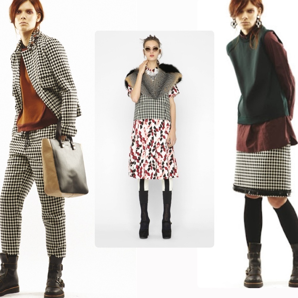 MARNI Winter Edition 2013 Black and White Checkered Blouse Size 44- US M (8-10)